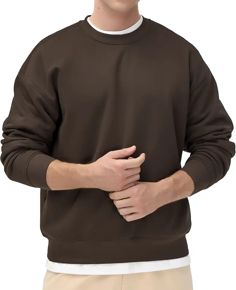 THE GYM PEOPLE Men's Fleece Crewneck Sweatshirt Thick Loose fit Soft Basic Pullover Sweatshirt