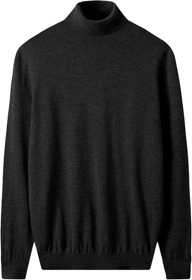 ZHILI Men's 100% Merino Wool Turtleneck Pullover Sweater