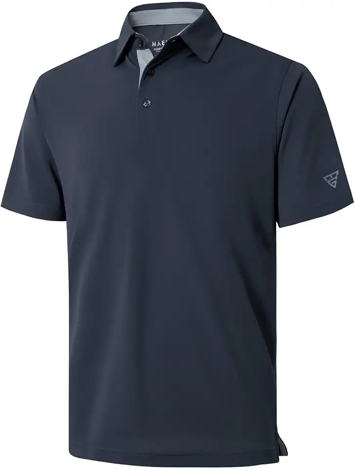 Mens Golf Shirt Short and Long Sleeve Moisture Wicking Dry Fit Performance Solid Casual Pique Golf Polo Shirts for Men
