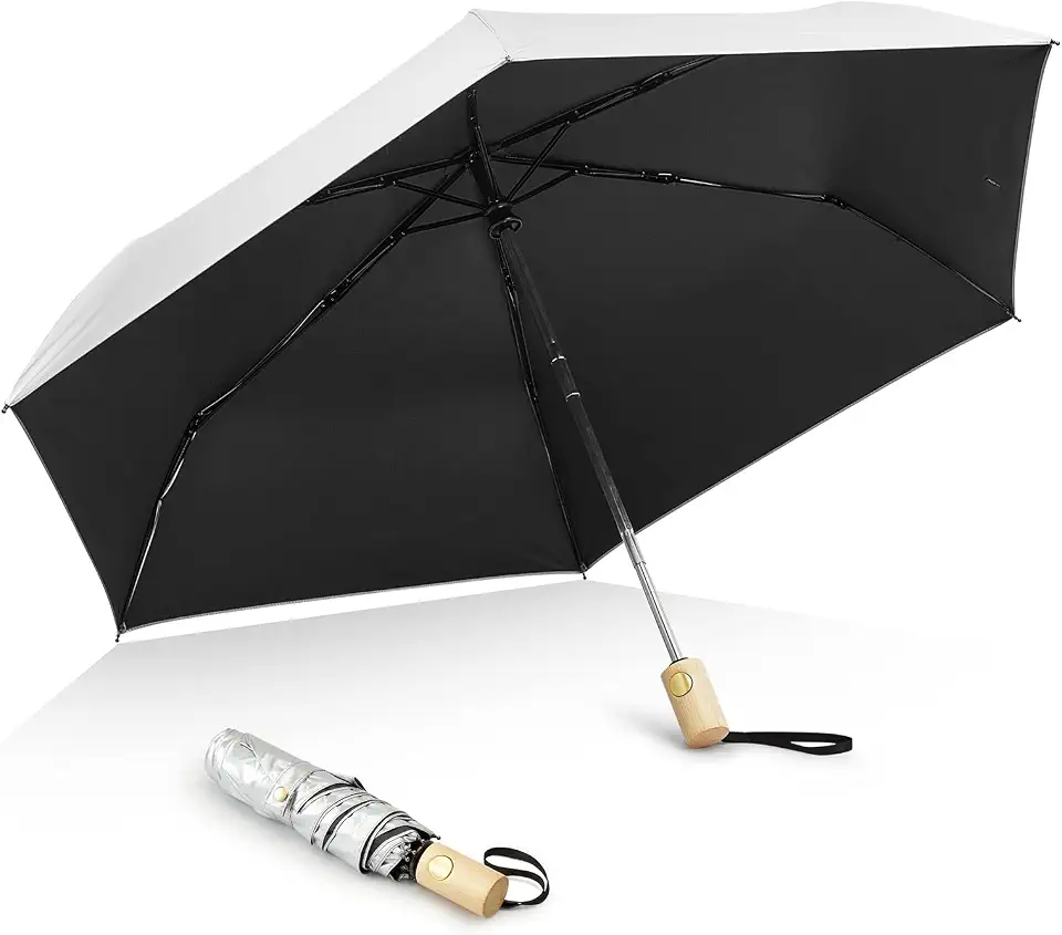 Men's Classic Black Wooden Handle Umbrella