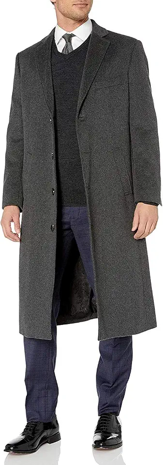 Adam Baker Men's Overcoat Single & Double Breasted Luxury Wool/Cashmere Full Length Topcoat
