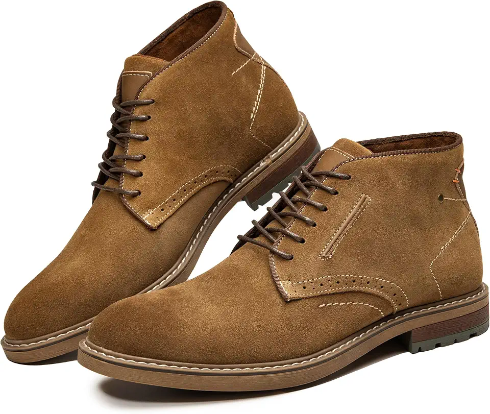 Mens Chukka Boots, Genuine Leather Dress Boots Classic Casual Fashion Ankle Lace-up Boot for Men