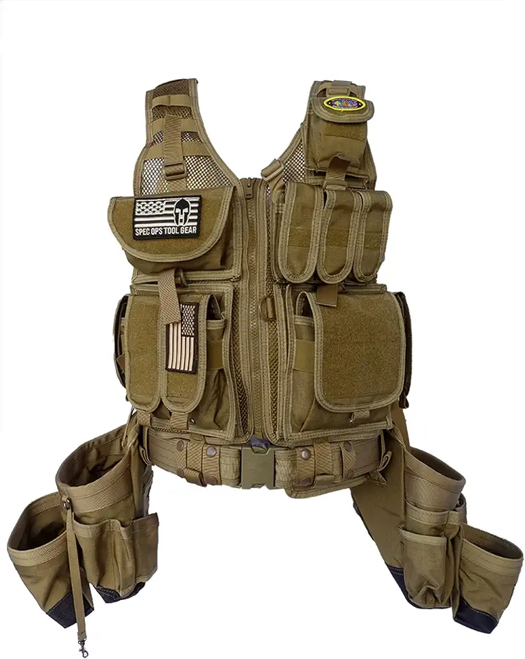 Spec Ops Tool Gear SF-18 Charlie 2.0 Tactical Tool Vest & Belt | Modular MOLLE Vest with Tool Pouches & Weight-Dispersing
