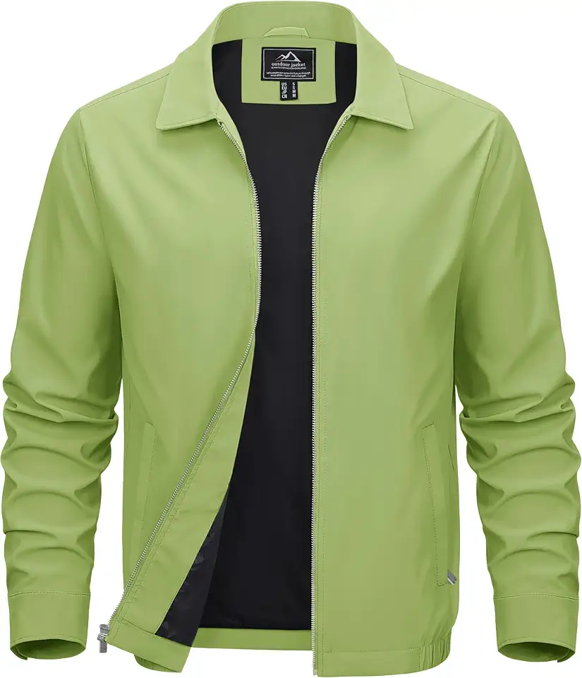 MAGCOMSEN Men's Lightweight Jackets Full Zip Up Light Coat Laydown Collar Jacket Casual Windbreaker Jacket with Zip Pockets