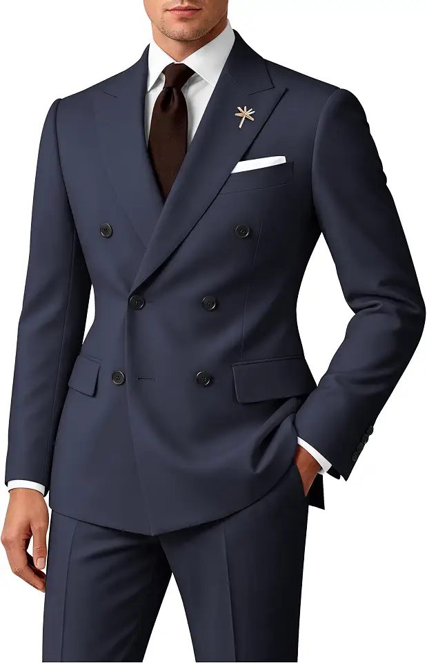 Global Recycled Standard Wangyue Mens Suits Double Breasted Suit Men Slim Fit 2 Piece Wedding Prom Double Breasted Blazer Groom Suit Pants Sets
