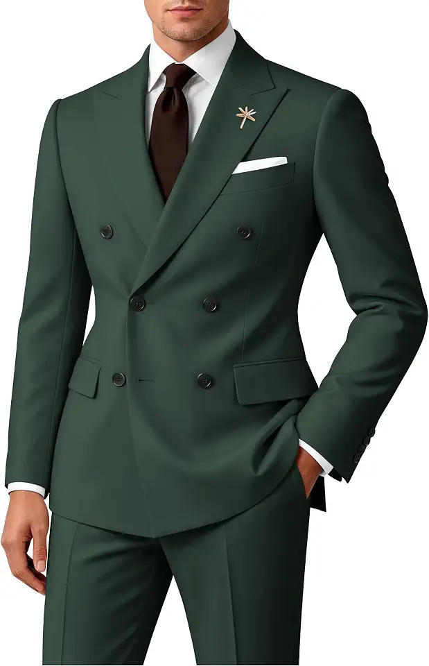 Global Recycled Standard Wangyue Mens Suits Double Breasted Suit Men Slim Fit 2 Piece Wedding Prom Double Breasted Blazer Groom Suit Pants Sets