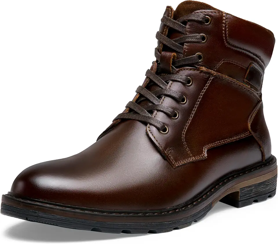 Jousen Men's Chukka Boots Lace-Up Mid-Calf Leather Dress Boots
