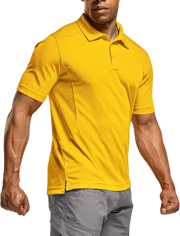 CQR Men's Quick Dry Tactical Polo Shirt, Lightweight Breathable Performance Polo, Short Sleeve UPF 50+ Outdoor Golf Shirt