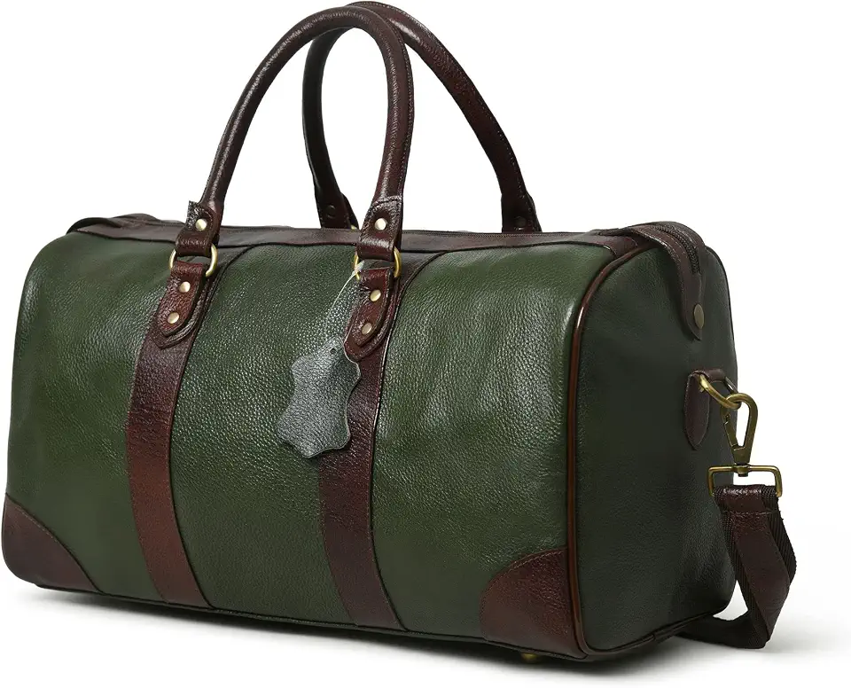 Adyan Leather Duffle Bag Travel Carry on Weekender Luggage Overnight Bags for Women and Men