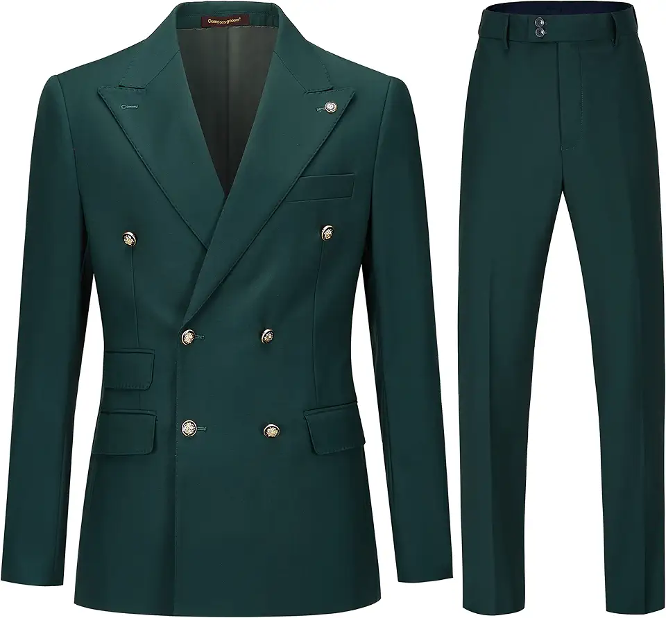 Men's Slim Fit 2 Piece Suit Double Breasted Business Wedding Prom Tuxedo Suits Blazer & Pants Set…