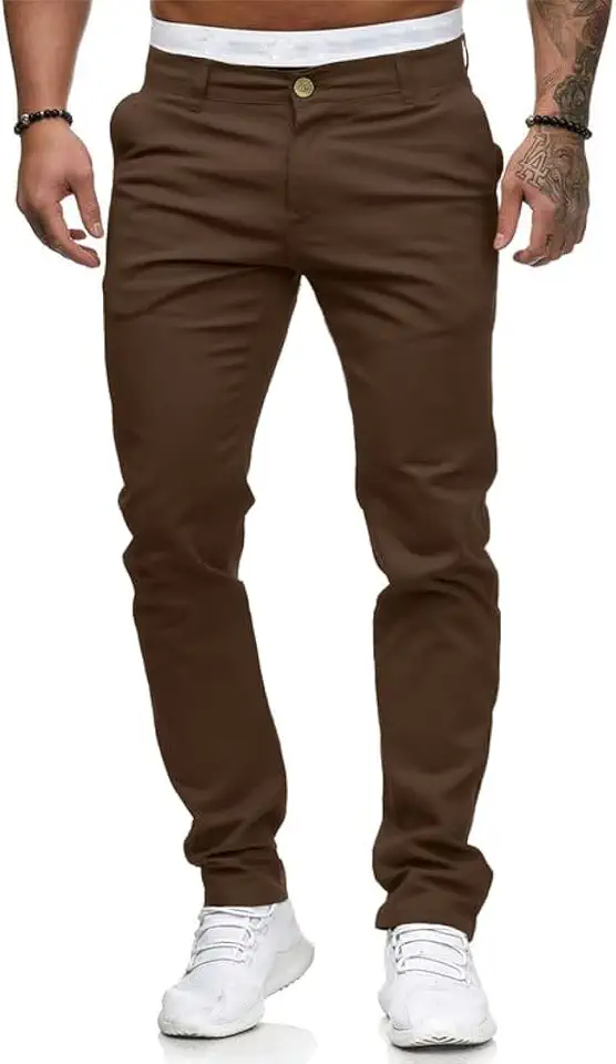 HUNGSON Mens Chinos Slim Fit Stretch Flat-Front Skinny Dress Pants