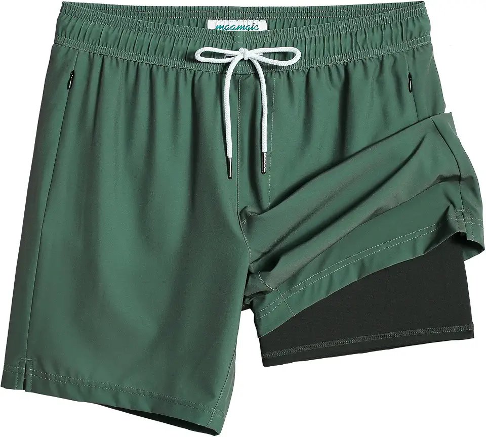 Global Recycled Standard maamgic Mens Swim Trunks with Compression Liner 7" Stretch Quick Dry Beach
