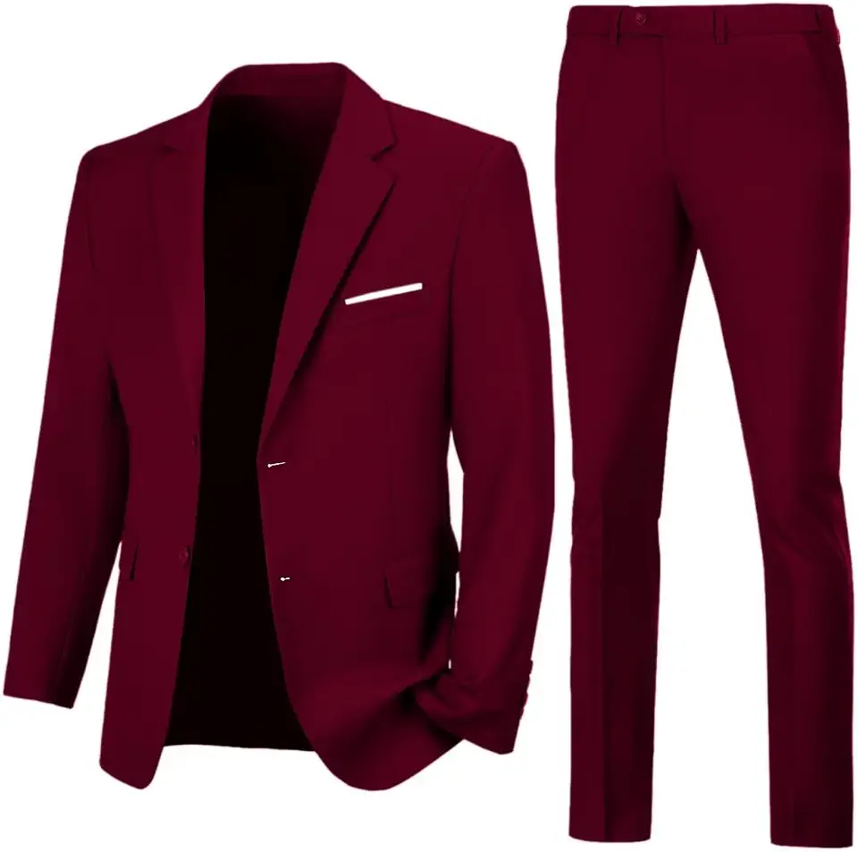 Global Recycled Standard Mens 2 Piece Suit Slim 2 Button Prom Suit Jacket Pants Tuxedo Set