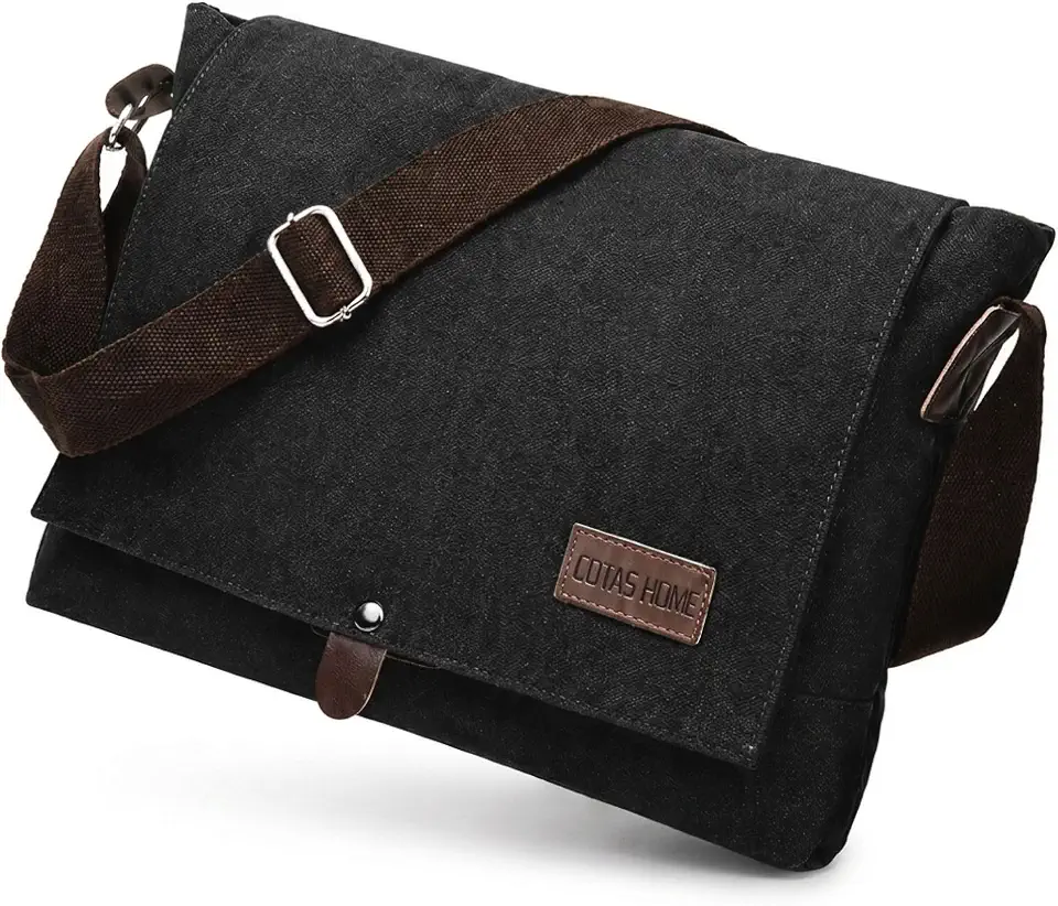 Men's Canvas Messenger Bag, Compact Satchel for Work