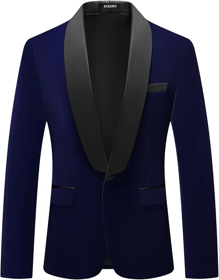 Mens Velvet Blazer Slim Fit Tuxedo Suits Jacket Shawl Collar Solid Jacket Wedding Dinner Prom One Button Blazer Jacket