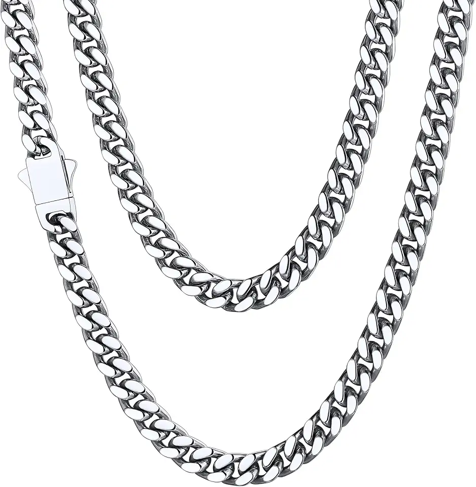 Recycled Claim Standard 100 ChainsHouse Cuban Link Chain for Men, Stainless Steel Waterproof Necklace