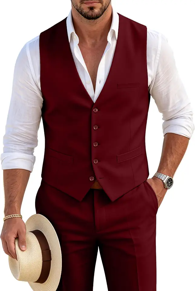 Men's Burgundy 2 Piece Tuxedo Suit