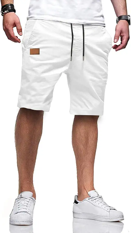 Global Recycled Standard JMIERR Mens Cotton Stretch Shorts Casual Drawstring Twill Chino Shorts