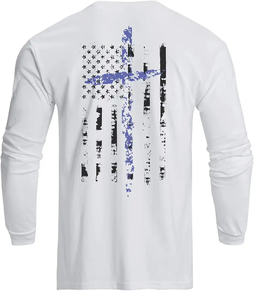 H HYFOL Men's Graphic T-Shirts USA Flag Cotton Long Sleeve American Patriotic Crewneck Regular Tee Shirts