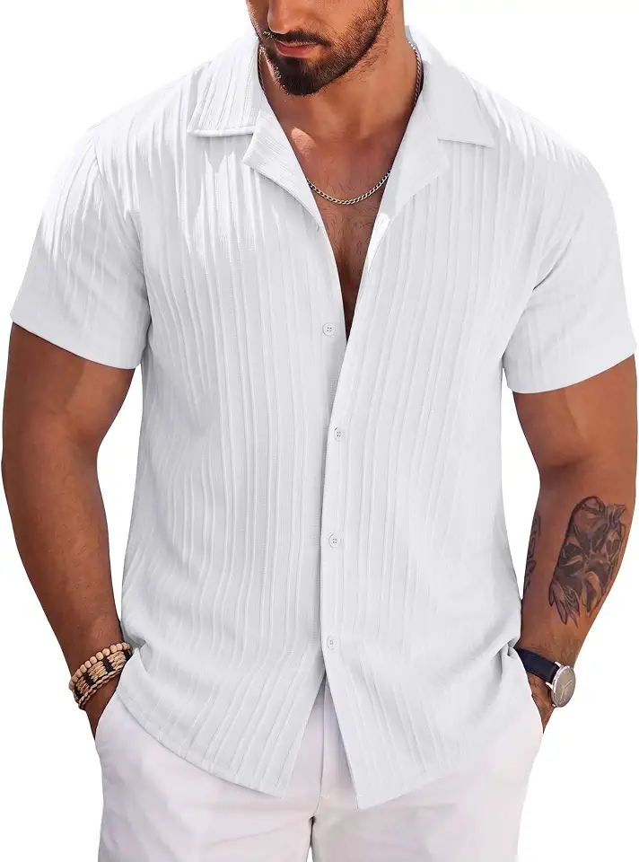 Men's White Camp Collar Shirt