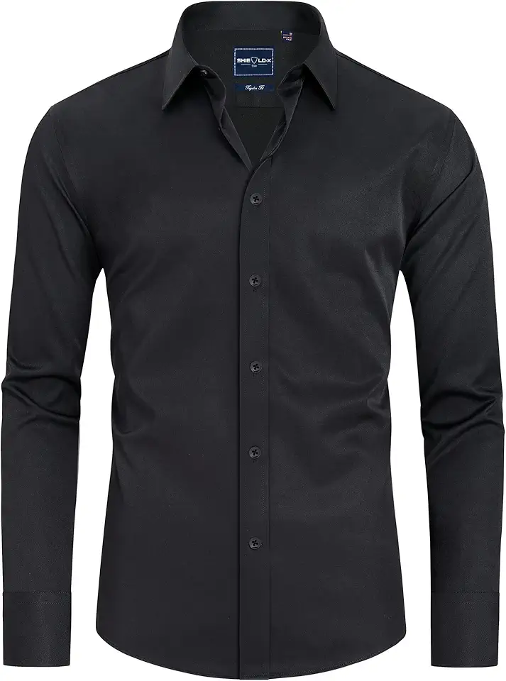 Alimens & Gentle Slim Fit Dress Shirts for Men Long Sleeve Stretch Stain Proof Wrinkle Free Button Down Shirts Formal Shirts
