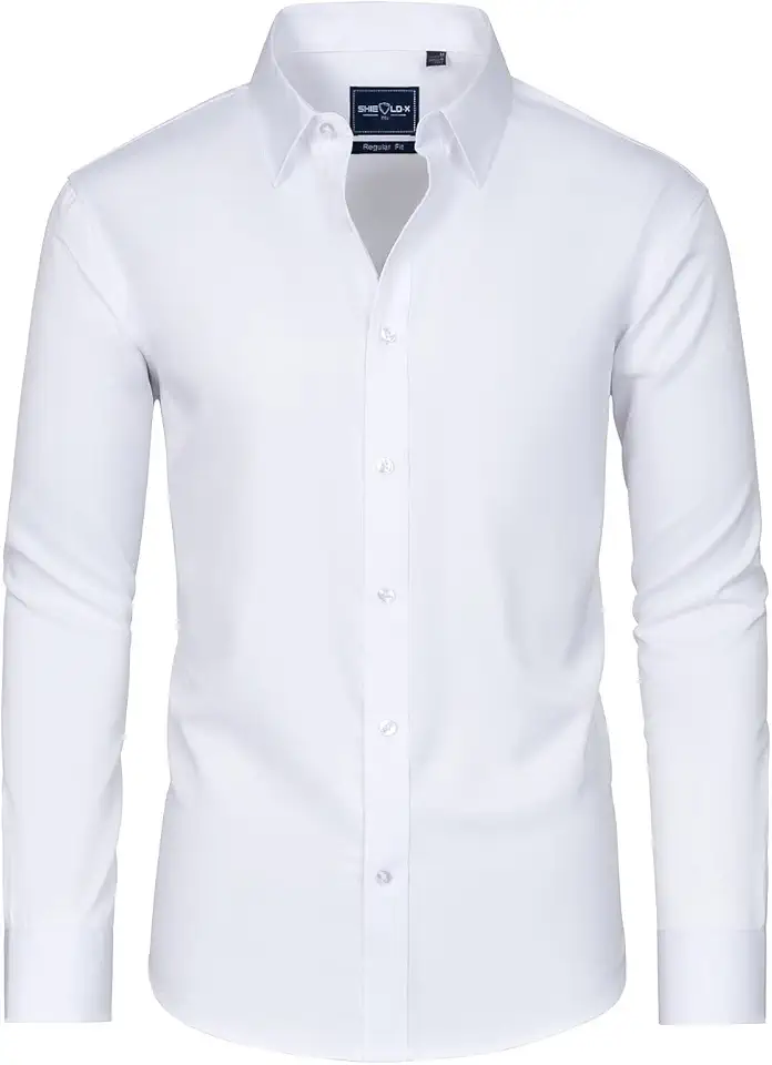Alimens & Gentle Slim Fit Dress Shirts for Men Long Sleeve Stretch Stain Proof Wrinkle Free Button Down Shirts Formal Shirts