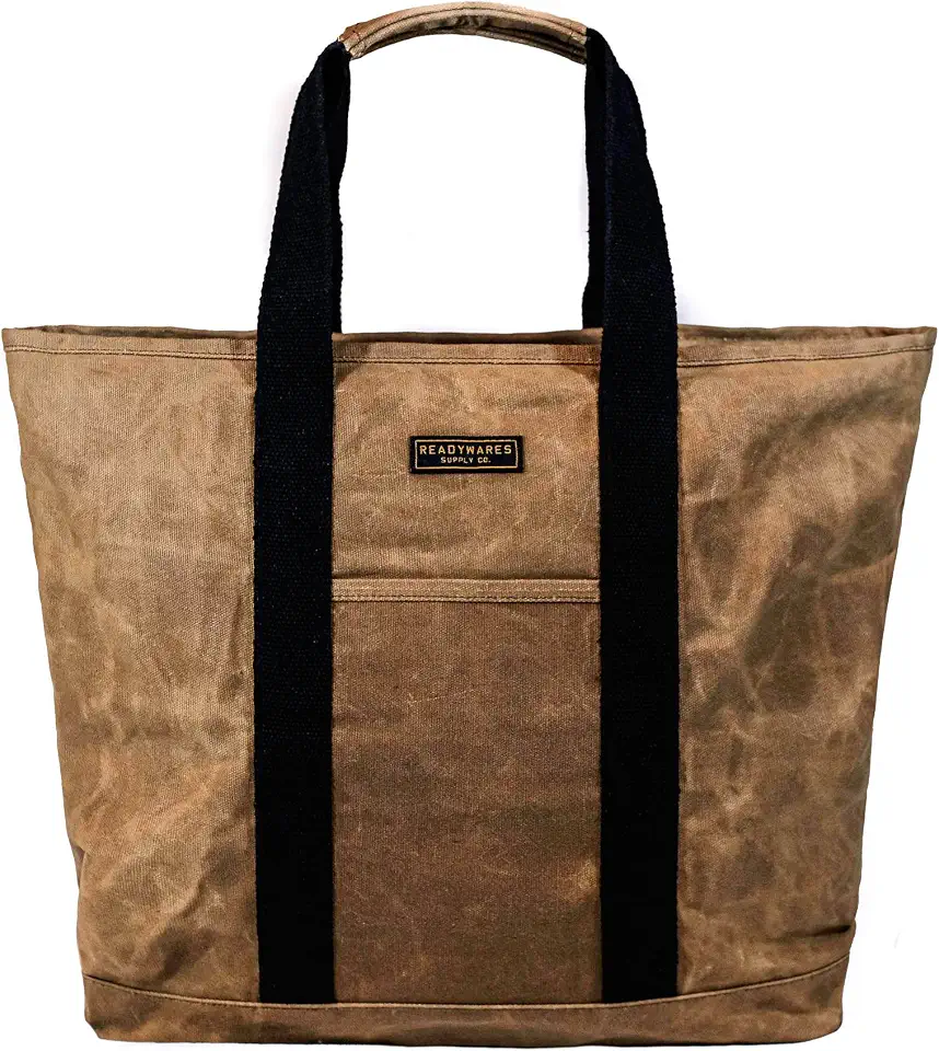 Readywares Zipper Tote | Farmers Market Waxed Canvas Tote Bag for Men