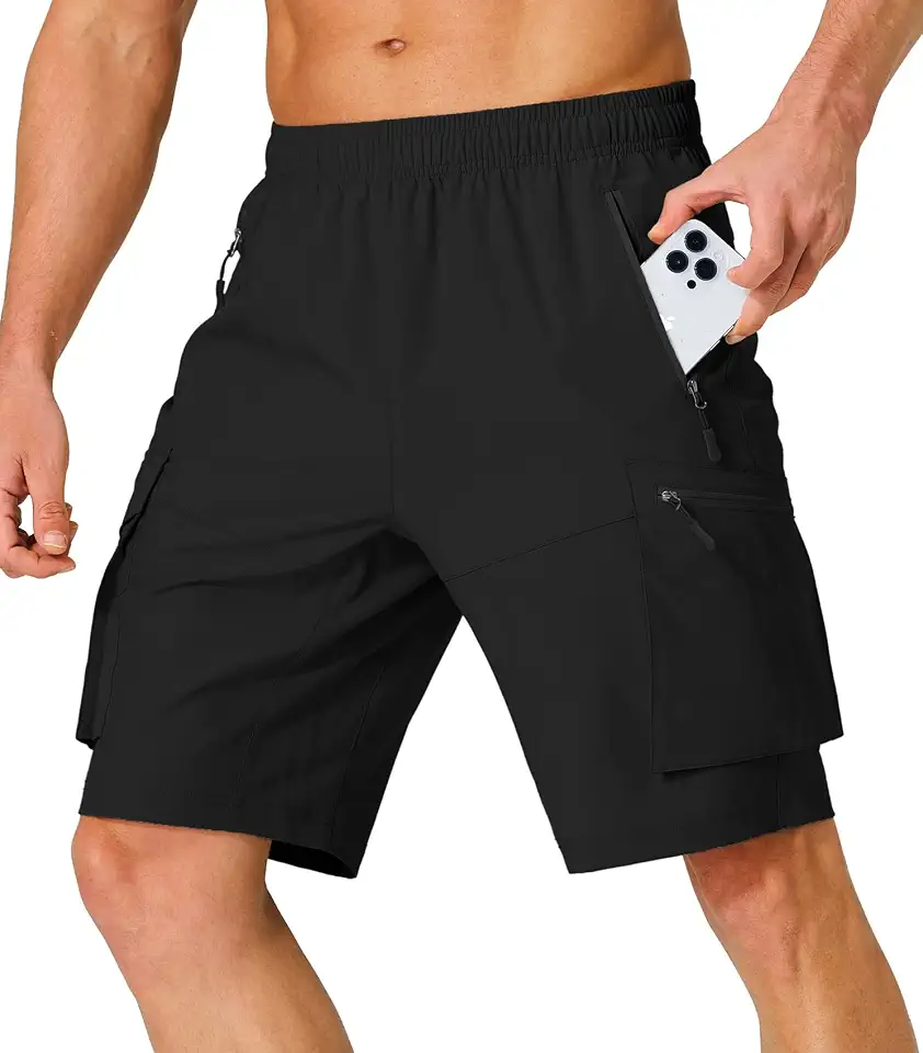 Men's Hiking Cargo Shorts Lightweight Quick Dry with Zip Pockets