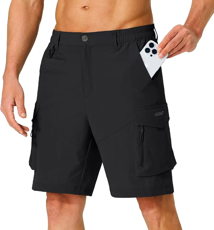 Hugut Men's Hiking Cargo Shorts Quick Dry Lightweight with Multi Pockets