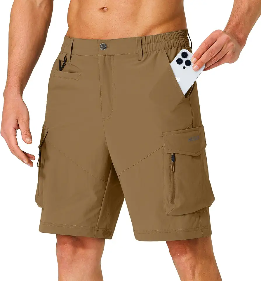 Hugut Men's Hiking Cargo Shorts Quick Dry Lightweight with Multi Pockets