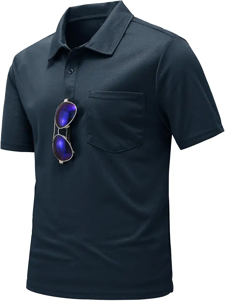 TBMPOY Men's Polo Shirts with Pocket Short Sleeve Casual Sports Golf Shirt