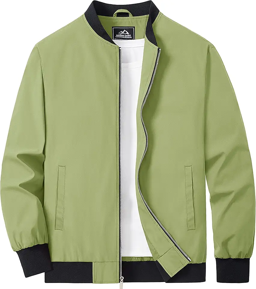 MAGCOMSEN Men's Bomber Jacket Lightweight Casual Zip Up Windbreaker Spring Fall Golf Coat with Pockets