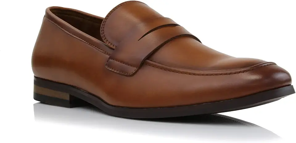 Men's Cognac Brown Leather Penny Loafers