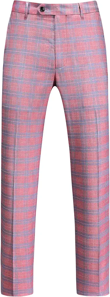 MOGU Men's Slim Fit Plaid Suit Set – Sport Coat Blazer, Vest & Pants (Each Sold Separately) for Wedding, Prom & Party
