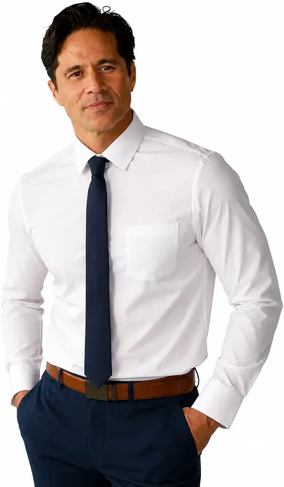 &COLLAR Mens Long Sleeve White Dress Shirt, Slim and Athletic Fit