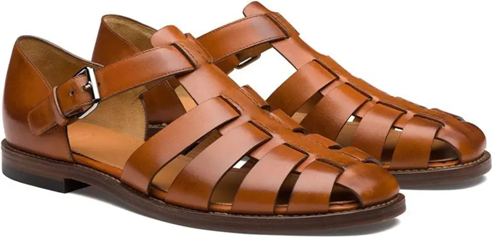 European and Amenrican Mens Fisherman Sandals,Summer Leather Casual Baotou Breathable Fisherman Shoes.