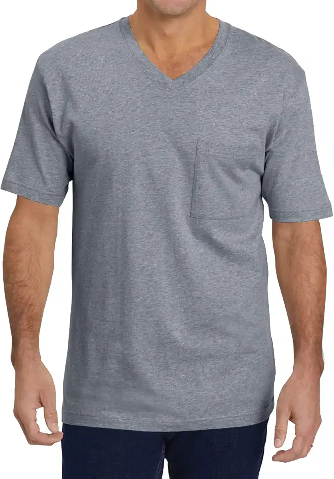 Men's Grey Short Sleeve V Neck T Shirt