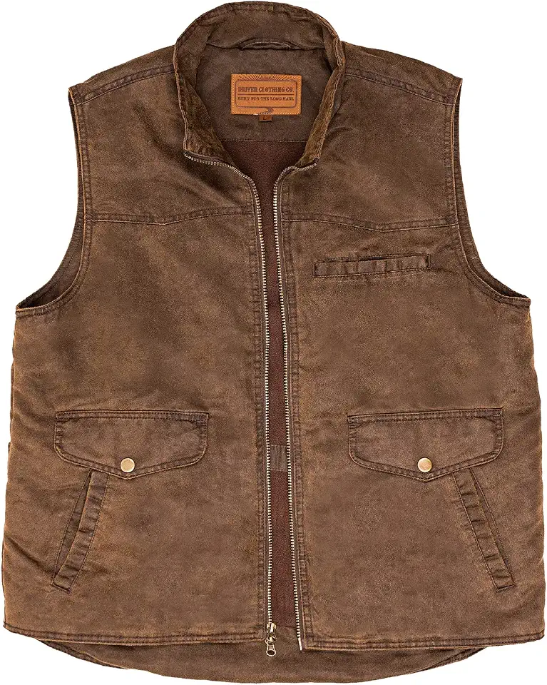 Men's 8 Pocket Poly Canvas Western Utility Vest | Distressed Finish