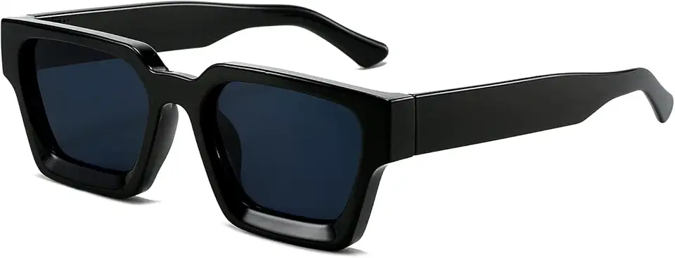 EYLRIM Thick Square Frame Sunglasses for Women Men Fashion Chunky Rectangle Sun Glasses Black Shades