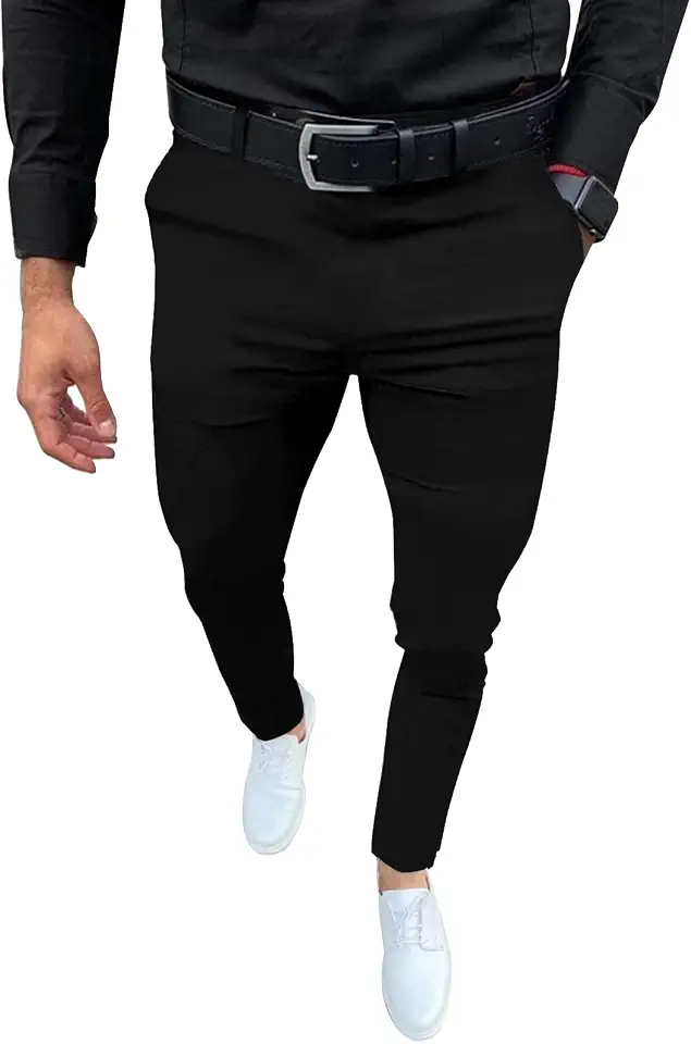 Percle Mens Slim Fit Dress Pants Casual Business Slacks Stretch Chinos Pant