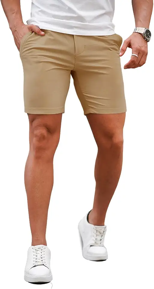 Global Recycled Standard GINGTTO Mens Slim Fit Shorts Stretch Tapered Leg Skinny Chinos 5" 7"