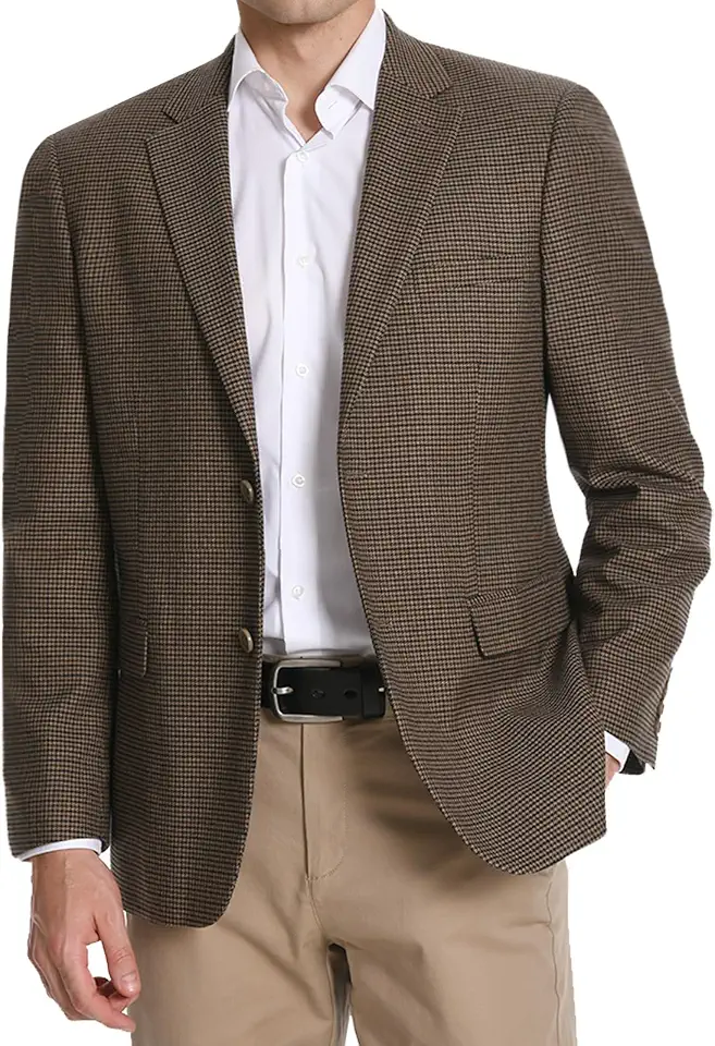 Men's Sport Coat Houndstooth Stretch Classic Fit 2-Button Blazer