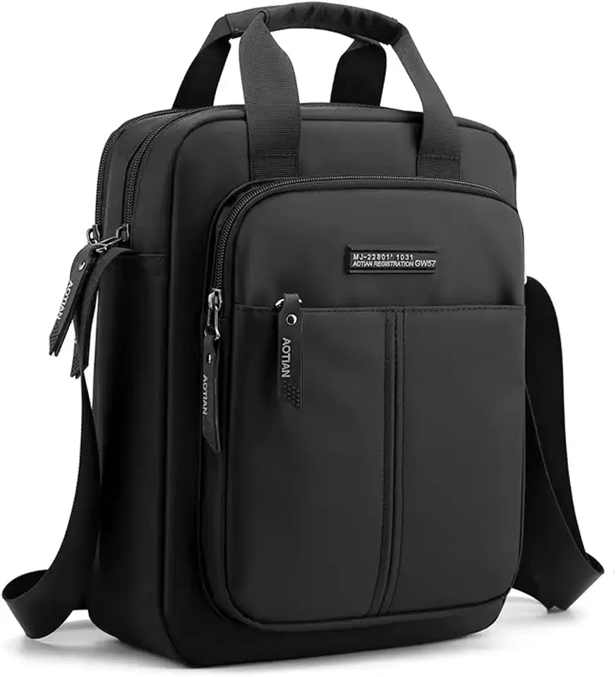 Men's Black Nylon Crossbody Shoulder Bag