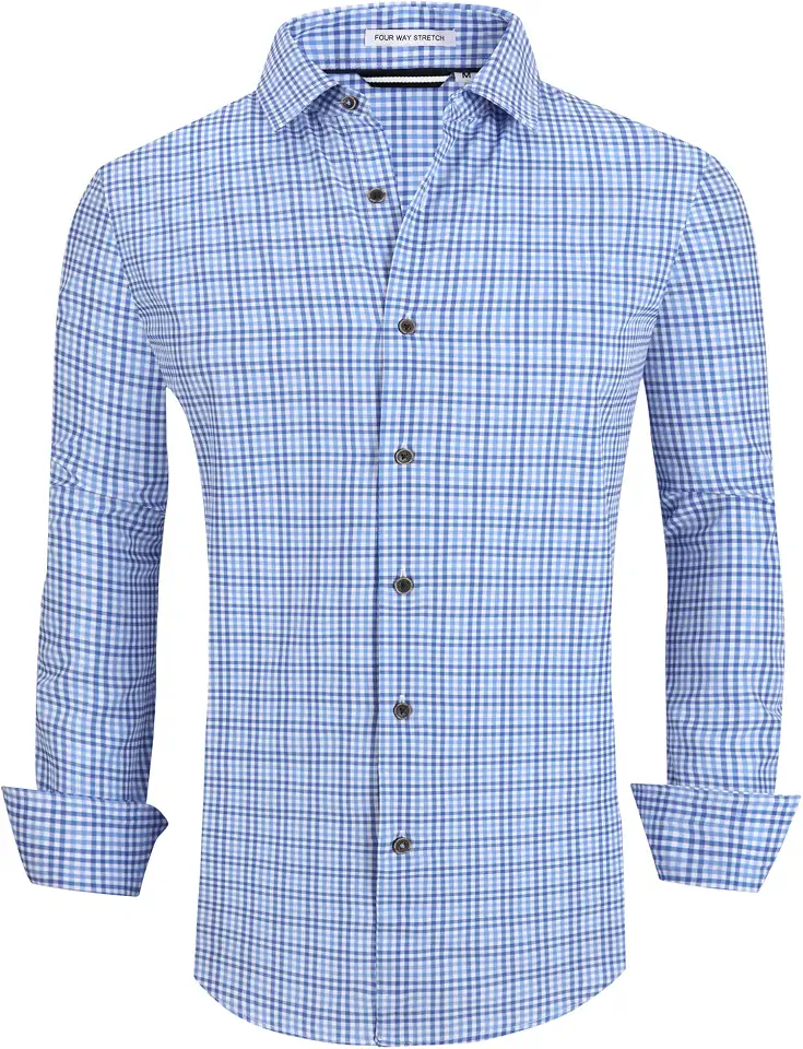Alex Vando Mens Wrinkle Free 4-Way Stretch Print Business Casual Shirt
