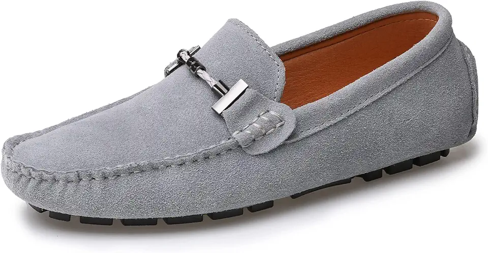 Men's Grey Suede Slip On Boat Shoes
