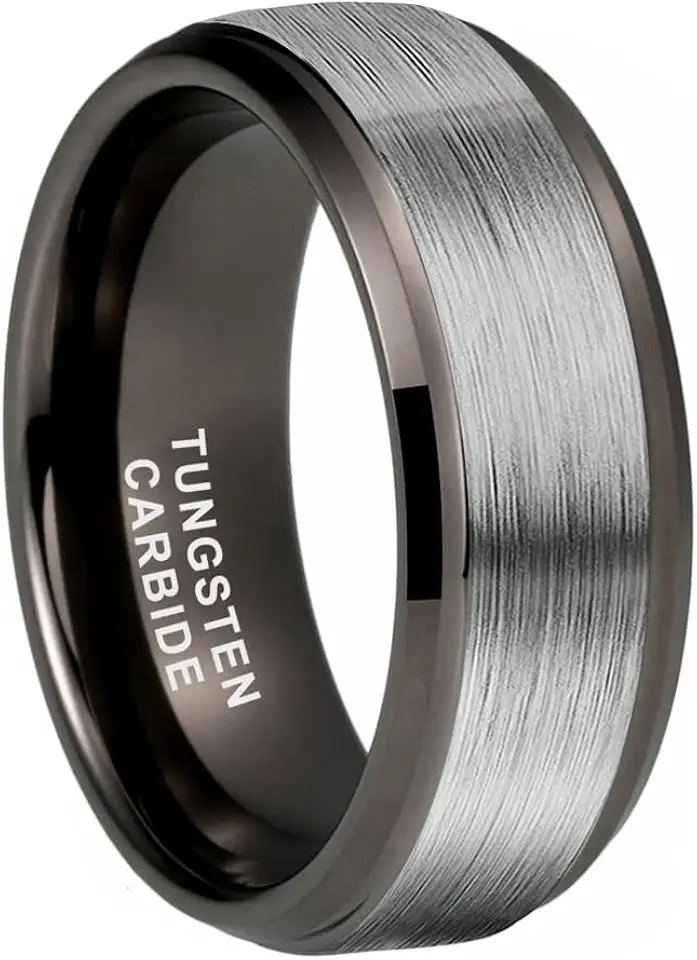 TUTISS 6mm 8mm Tungsten Rings for Men Women Fashion Engagement Wedding Bands Brushed Finish Stepped Beveled Edges Comfort Fit