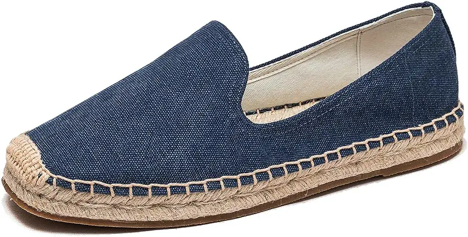 Men's Classic Suede Canvas Round Cap Toe Espadrilles Loafers Pure Color Slip On Comfortable Flats Shoes