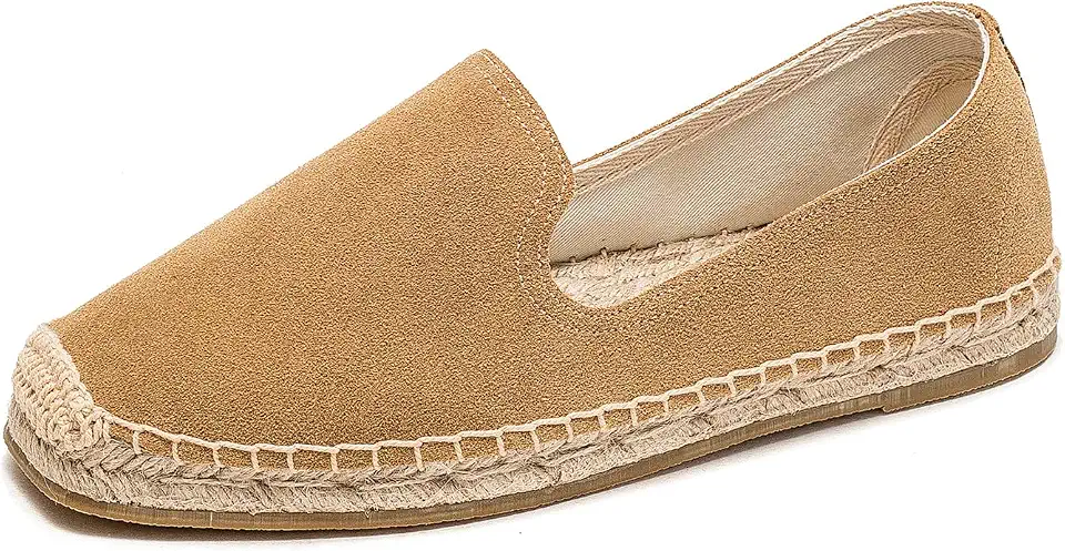 Men's Classic Suede Canvas Round Cap Toe Espadrilles Loafers Pure Color Slip On Comfortable Flats Shoes