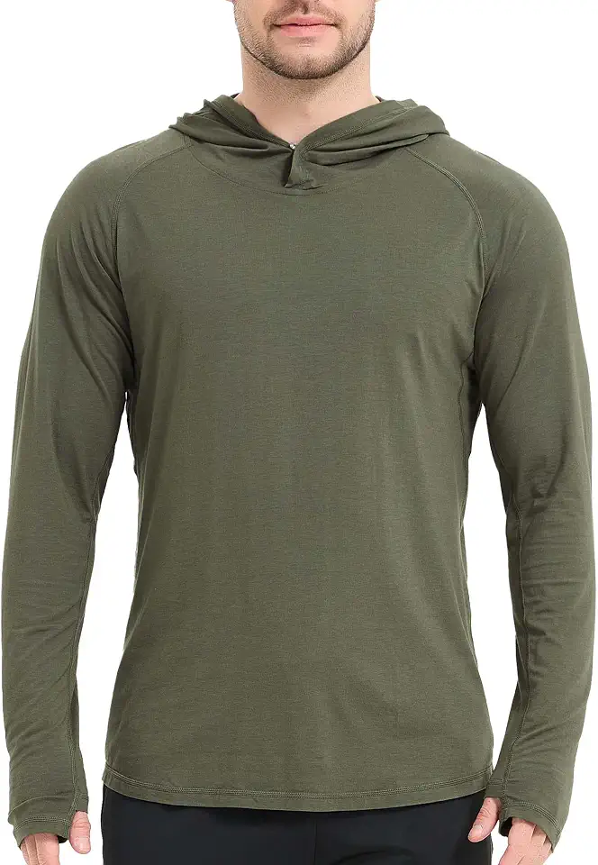 netdraw Men's Ultra Soft Bamboo Viscose Hoodie Shirt Curved Hem