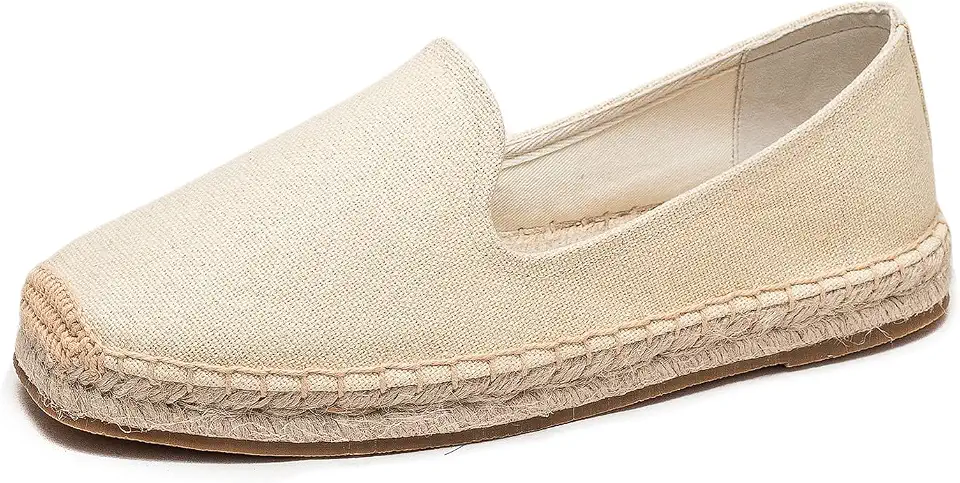 Men's Classic Suede Canvas Round Cap Toe Espadrilles Loafers Pure Color Slip On Comfortable Flats Shoes